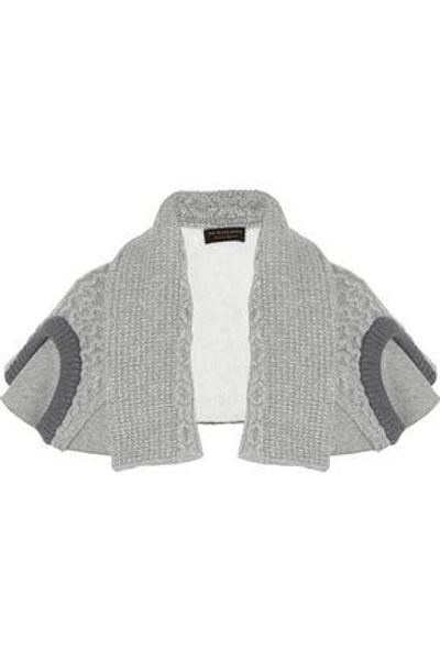 Shop Burberry Woman Cotton-blend Jersey And Cable-knit Cape Gray
