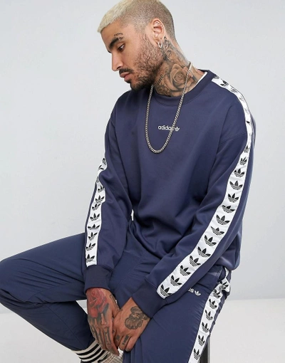 Adidas Originals Adicolor Tnt Tape Crew Sweat In Blue Br6744 Blue ModeSens