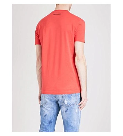 Shop Dsquared2 Catenland-print Cotton-jersey T-shirt In Red