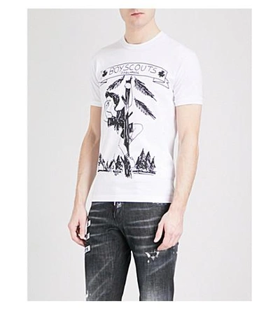 Shop Dsquared2 Boy Scout-print Cotton-jersey T-shirt In Black