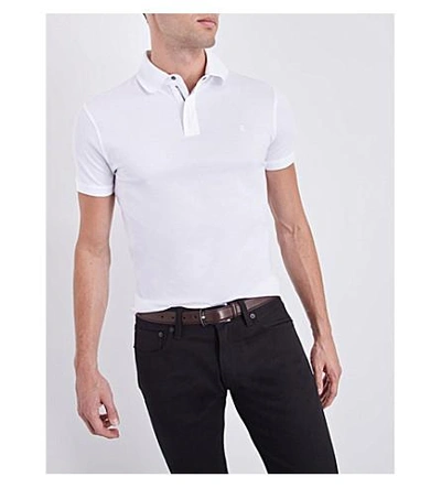 Shop Ralph Lauren Slim-fit Cotton-piqué Polo Shirt In Classic White