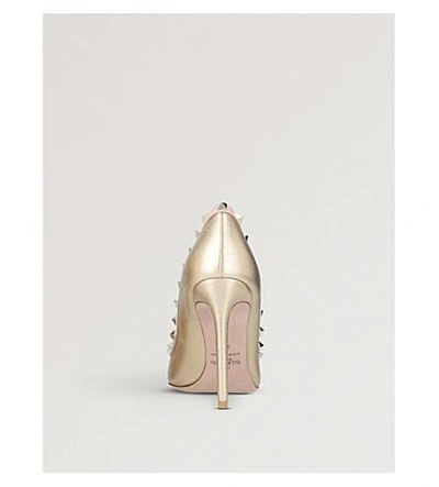 Shop Valentino Rockstud 100 Metallic-leather Courts In Pink Comb