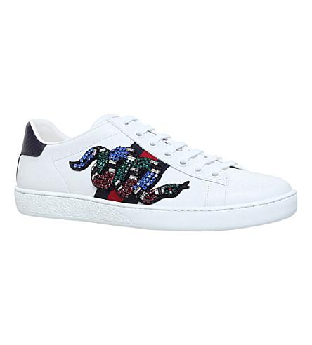gucci ace snake embroidered