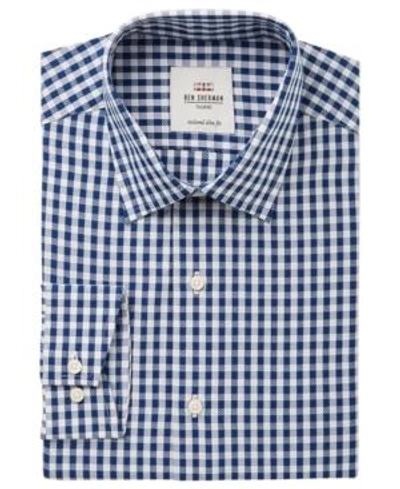 Shop Ben Sherman Men's Slim-fit Royal Dobby Check Dress Shirt In Blue