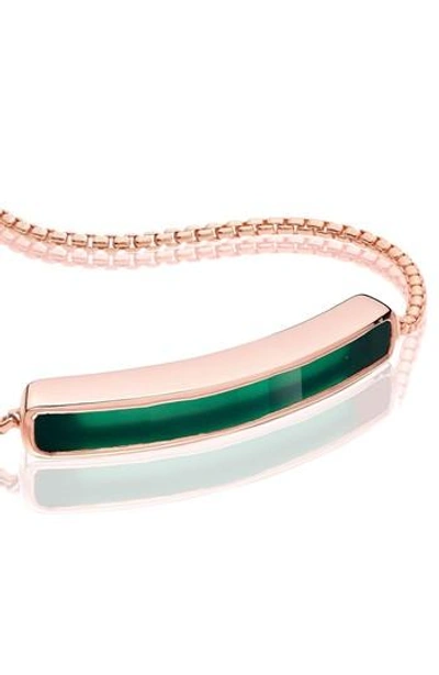 Shop Monica Vinader Baja Stone Bracelet In Green Onyx/ Rose Gold