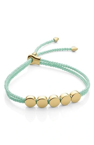 Shop Monica Vinader Friendship Bracelet In Mint/ Yellow Gold