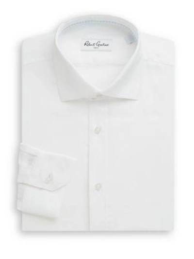 Shop Robert Graham Regular-fit Chevron Stitched Cotton Dress Shirt In White