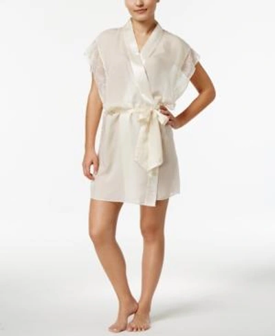 Shop Calvin Klein Ck Black Endless Silk Lace Robe Qs5679 In Ivory