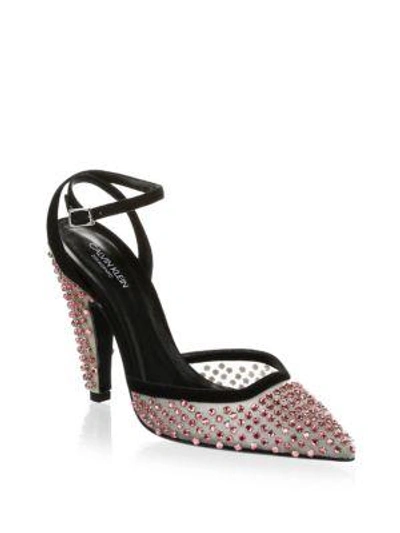 Shop Calvin Klein 205w39nyc Kaileah Crystal Pumps With Sequin Socks In Pink Natural