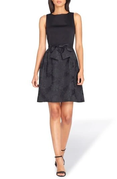Tahari Jacquard Fit & Flare Dress In Black
