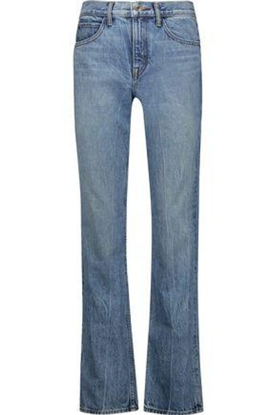 Shop Helmut Lang Woman Faded Mid-rise Straight-leg Jeans Light Denim