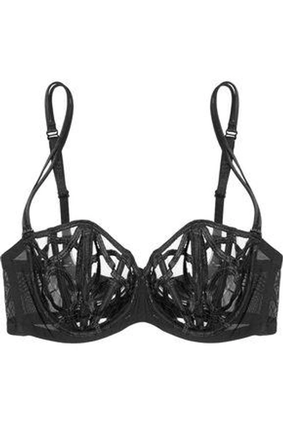 Shop La Perla Woman Circles Embroidered Stretch-tulle Bra Black