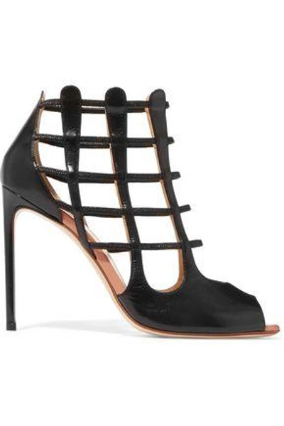 Shop Francesco Russo Cutout Leather Sandals In Black