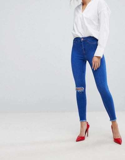 New Look Hallie Bright Blue Ripped Disco Jean - Blue | ModeSens