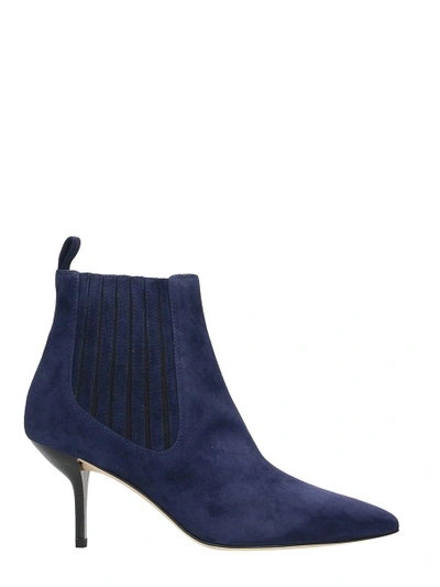 Shop Diane Von Furstenberg Mollo Blue Suede Ankle Boots