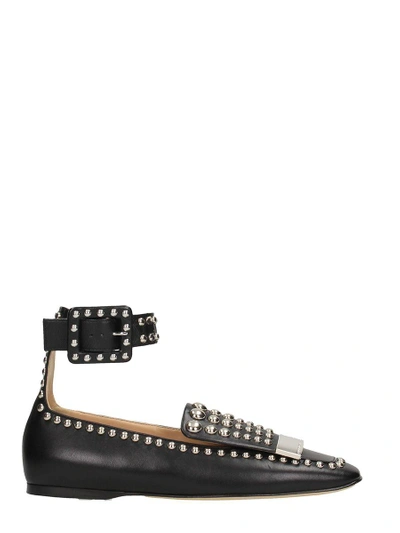 Sergio Rossi 10mm Metal Plaque Studded Leather Flats In Black | ModeSens