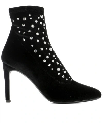 Shop Giuseppe Zanotti Black Velvet Heeled Ankle Boots