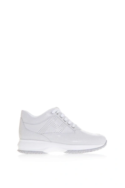 Shop Hogan Interactive Reptile Print Suede Sneakers In White