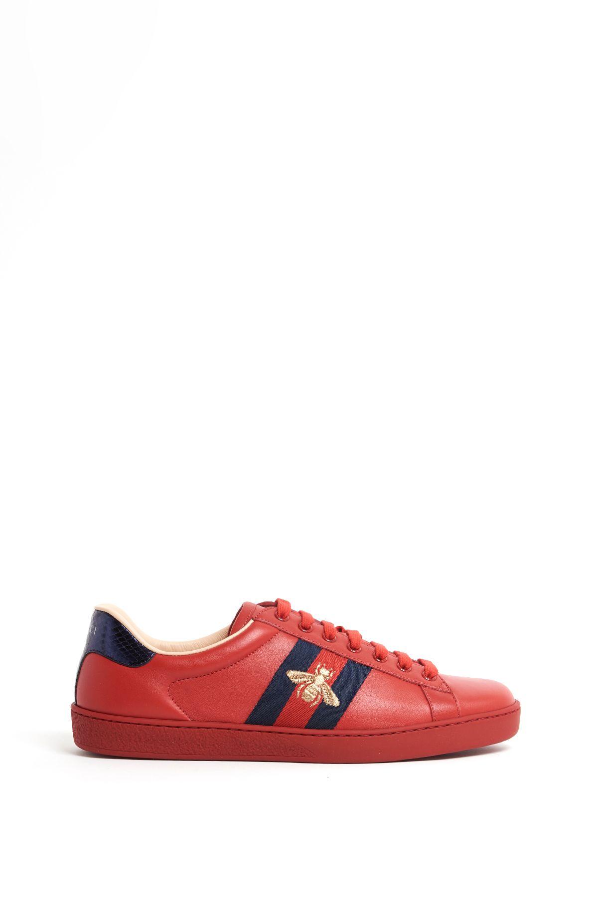 gucci tennis shoes red