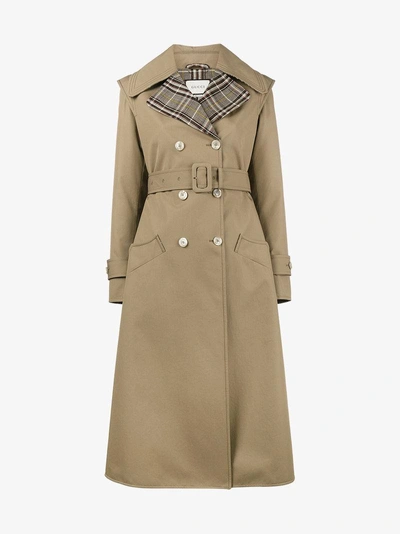 Shop Gucci Butterfly Appliqué Gabardine Trench Coat In Nude&neutrals