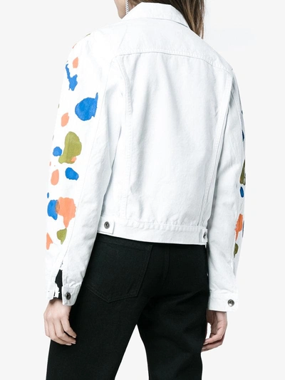 Shop Mirco Gaspari White Paint Splattered Denim Jacket