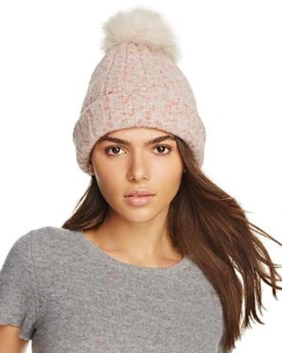 Shop Inverni Melange Arctic Fox Fur Pom-pom Beanie In Pink