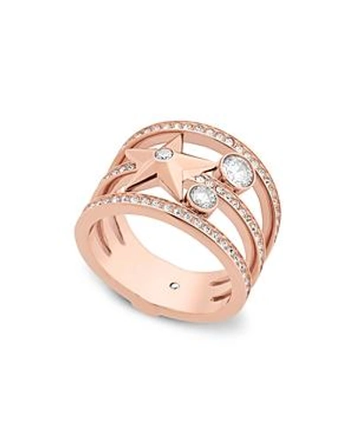 Shop Michael Kors Clear Cluster Star Ring In Rose Gold