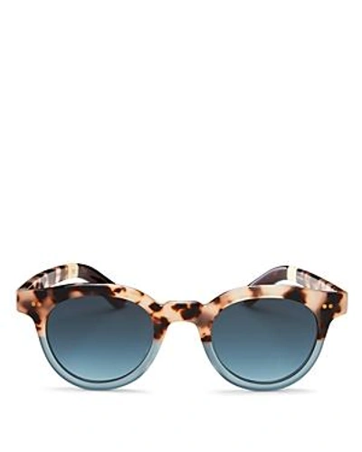 Shop Toms Unisex Fin Round Sunglasses, 47mm In Cream Tortoise/teal Fade/turquoise Gradient