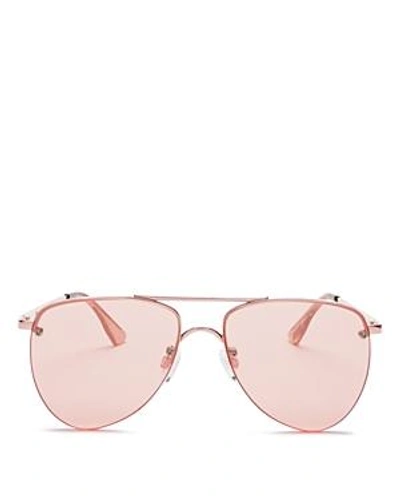 Shop Le Specs Women's The Prince Frameless Mirrored Aviator Sunglasses, 57mm - 100% Exclusive In Rose Gold/pink Mirror