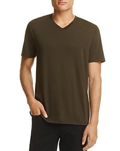 Shop Vince Pima Cotton V-neck Tee In Midnight Mountain Brown