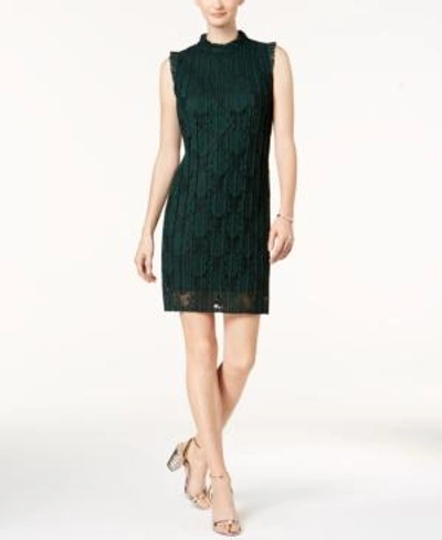 Shop Julia Jordan Textured Lace Shift Dress In Emerald