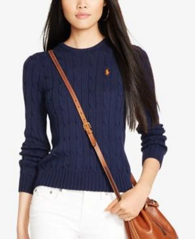 Shop Polo Ralph Lauren Cable-knit Cotton Sweater In Black