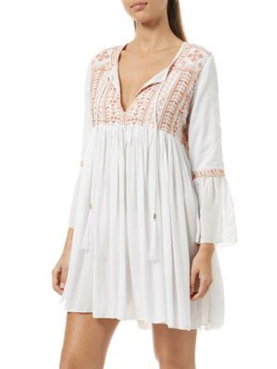 Shop Melissa Odabash Natalia Pleated Shirt Dress In Cream Beige