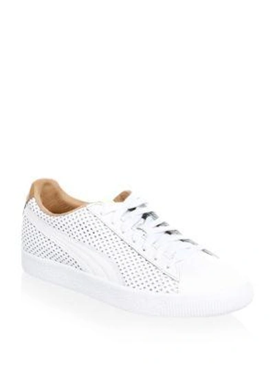 Shop Puma Clyde Colorblock Leather Sneakers In White
