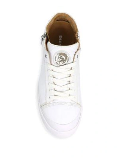 Shop Diesel Zip-round S-nentish Leather Sneakers In White