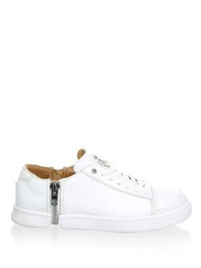 Shop Diesel Zip-round S-nentish Leather Sneakers In White