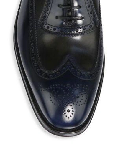 Shop Ferragamo Domenico Medallion Wingtips In Royal Blue