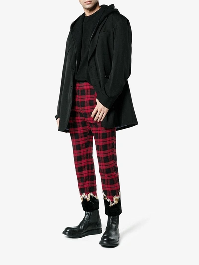Shop Haider Ackermann Embroidered Cotton Checked Trousers In Red