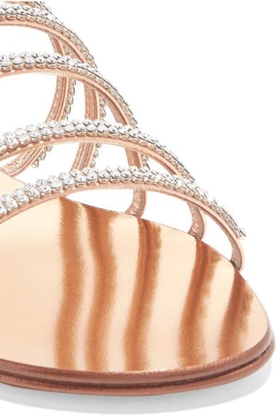 Shop Giuseppe Zanotti Nuvoroll Crystal-embellished Metallic Leather Slides In Copper
