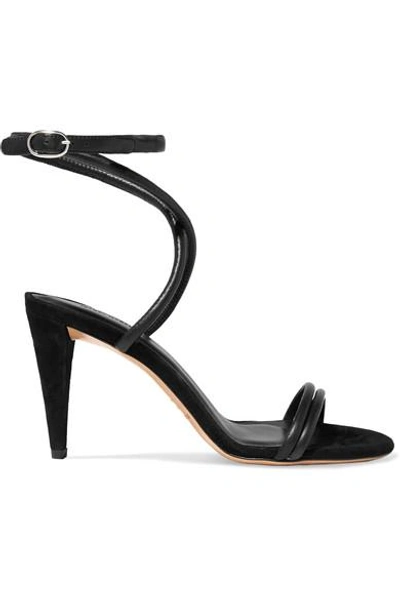 Shop Isabel Marant Abigua Leather And Suede Sandals In Black