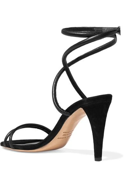 Shop Isabel Marant Abigua Leather And Suede Sandals In Black