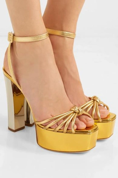 Shop Giuseppe Zanotti Lavinia Metallic Leather Platform Sandals In Gold