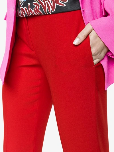 Shop Alexander Mcqueen Mid Rise Slim Fit Cropped Trousers In Red