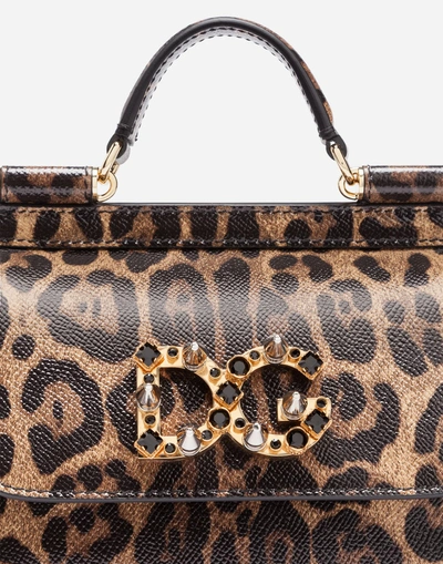 Shop Dolce & Gabbana Mini Sicily Bag In Printed Leather In Leo Print