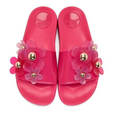 Shop Marc Jacobs Pink Daisy Aqua Slides In 674 Fuchsia