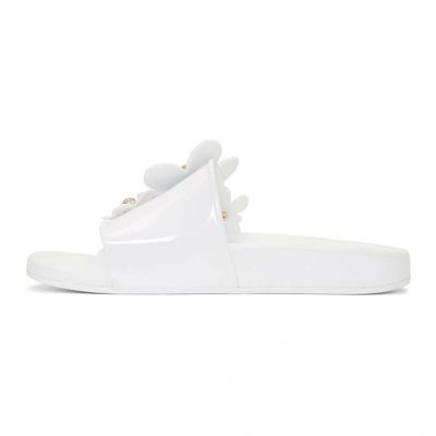 Shop Marc Jacobs White Pave Daisy Aqua Slides In 100 White