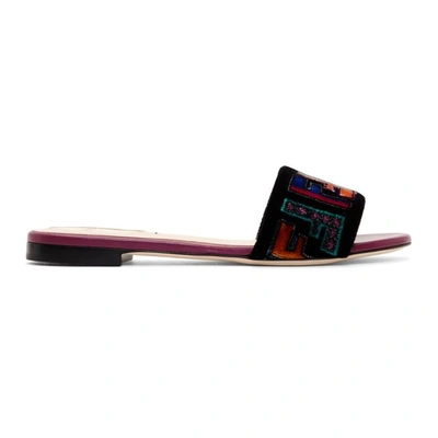 Shop Fendi Multicolor Velvet 'forever ' Sandals