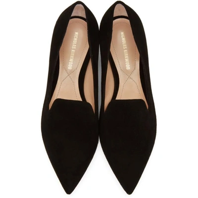 Shop Nicholas Kirkwood Black Suede Casati Pearl Loafers In N99 Black