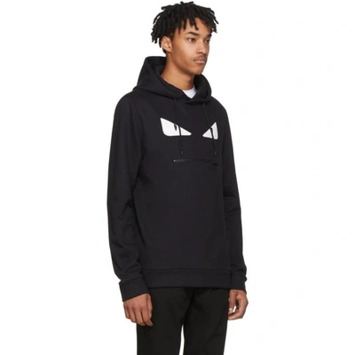 Shop Fendi Black 'bag Bugs' Zip Mouth Hoodie