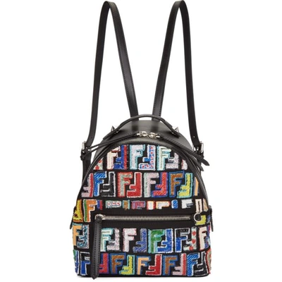 Shop Fendi Black Mini Logo Zaino Backpack